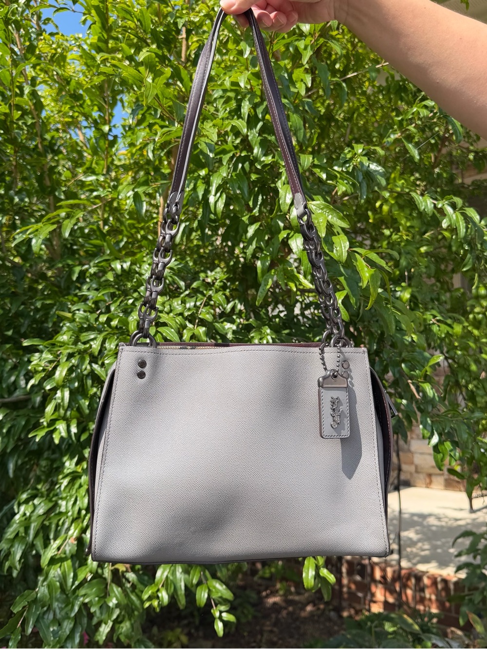 COACH 1941 Rogue Shoulder Bag 26829 Heather Grey Black Copper C-Chain